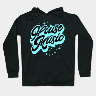 HOUSE MUSIC  - Signature and Stars (blue) Hoodie